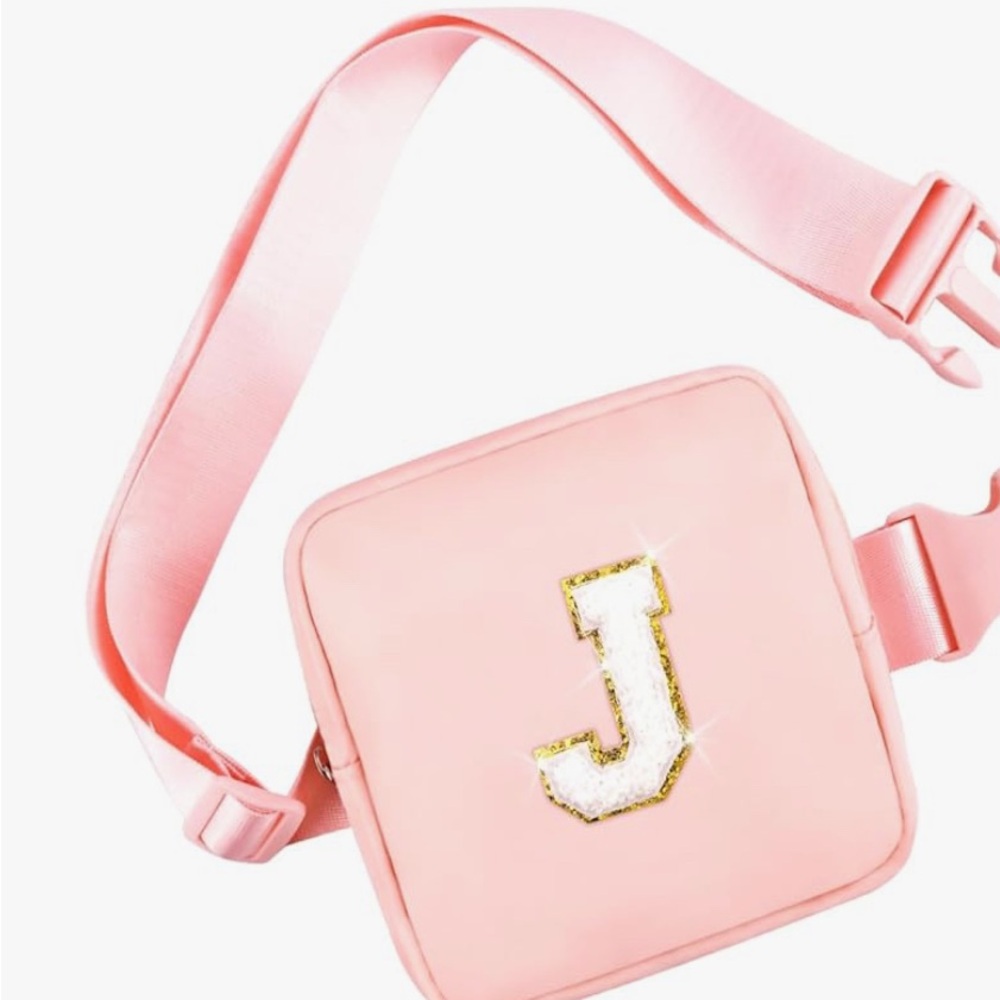 Mini Crossbody Bag Fanny Pack Small Belt Bag Pink crossbody Bag with Glitter J